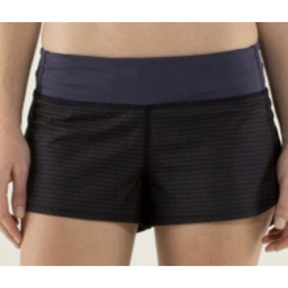 Lululemon Pants - Lululemon Athletica Black & Blue Run Speed Athletic Shorts For Performance